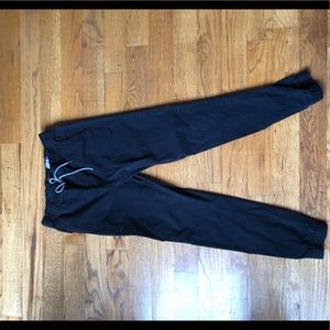 Navy and tan joggers